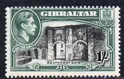 Gibraltar 1938-51 KG6 1s black & green P13.5 mounted mint SG127a