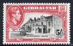 Gibraltar 1938-51 KG6 5s black & carmine P13.5 mounted mint SG129a