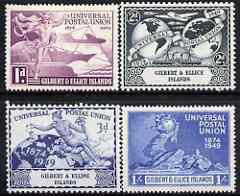 Gilbert & Ellice Islands 1949 KG6 75th Anniversary of Universal Postal Union set of 4 mounted mint, SG59-62