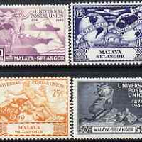 Malaya - Selangor 1949 KG6 75th Anniversary of Universal Postal Union set of 4 mounted mint, SG 111-16