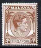 Singapore 1948-52 KG6 4c brown P18 unmounted mint SG19