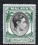 Singapore 1948-52 KG6 20c black & green P18 unmounted mint SG24