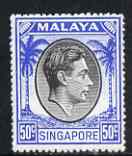 Singapore 1948-52 KG6 50c black & blue P18 mounted mint SG27