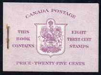 Canada 1950 KG6 Booklet 25c purple cover usual rusting around staple SG SB44