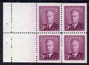 Canada 1949-51 KG6 43c purple Booklet pane of 4 plus 2 labels unmounted mint SG416a