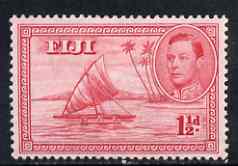 Fiji 1938-55 KG6 1.5d carmine P13.5 (die I empty canoe) mounted mint SG 251