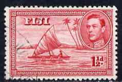 Fiji 1938-55 KG6 1.5d carmine P12 (die II native in canoe) used SG 252c