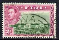 Fiji 1938-55 KG6 2d green & magenta P13.5 used SG 255