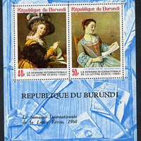 Burundi 1968 Letter Writing Week (Paintings) perf m/sheet containing 2 values unmounted mint, Mi BL 28A