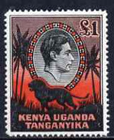 Kenya, Uganda & Tanganyika 1938-54 KG6 Lion £1 P14 mounted mint SG150a