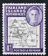 Falkland Islands Dependencies 1946-49 KG6 Thick Maps 1d unmounted mint SG G2