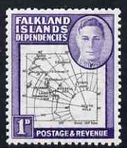 Falkland Islands Dependencies 1946-49 KG6 Thick Maps 1d unmounted mint SG G2