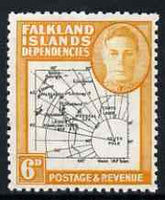 Falkland Islands Dependencies 1946-49 KG6 Thick Maps 6d unmounted mint SG G6