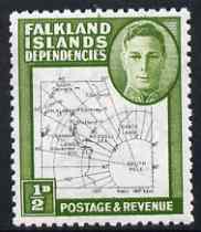 Falkland Islands Dependencies 1946-49 KG6 Thin Maps 1/2d unmounted mint SG G9