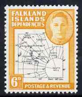 Falkland Islands Dependencies 1946-49 KG6 Thin Maps 6d unmounted mint SG G14