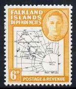 Falkland Islands Dependencies 1946-49 KG6 Thin Maps 6d unmounted mint SG G14