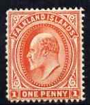 Falkland Islands 1904-12 KE7 1d vermilion (wmk upr) mounted mint SG44