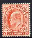 Falkland Islands 1904-12 KE7 1d vermilion (wmk s/ways) mounted mint SG44b