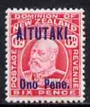 Cook Islands - Aitutaki 1911-16 KE7 6d carmine mounted mint SG11