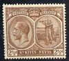 St Kitts-Nevis 1921-29 KG5 Script CA Columbus 2.5d brown unmounted mint SG43