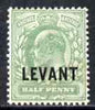 British Levant 1905-12 KE7 1/2d pale yellowish-green mtd mint SG L1