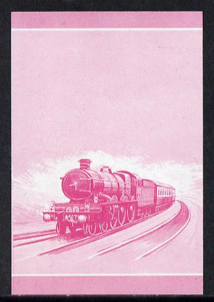 Nevis 1983 Locomotives #1 (Leaders of the World) Pendennis Castle $1 unmounted mint se-tenant imperf progressive proof pair in magenta only (SG 138a)