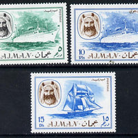 Ajman 1967 Ships (5Dh, 15Dh & 10R from Transport perf set of 14) unmounted mint Mi 131, 132 & 140*