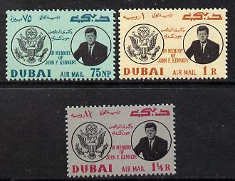 Dubai 1964 Pres Kennedy Memorial set of 3 unmounted mint S 47 49