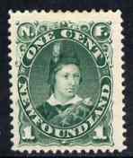 Newfoundland 1887-88 KE7 1c green fine mounted mint SG50a