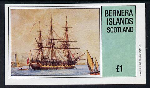 Bernera 1982 Paintings of Tall Ships (HMS Victory) imperf souvenir sheet (£1 value) unmounted mint