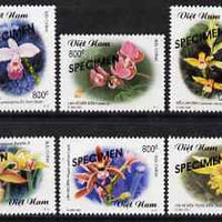 Vietnam 2001 Orchids perf set of 6 overprinted SPECIMEN, only 200 sets produced, unmounted mint as SG 2432-37