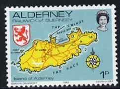 Guernsey - Alderney 1983-93 Map of Island 1p unmounted mint SG A1