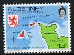 Guernsey - Alderney 1983-93 Map of Channel 13p unmounted mint SG A7