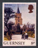 Guernsey 1984 Pictorial def 8p full colour imperf die proof on Cromalin plastic card with QUESTA printed on the back, exceptionally rare (ex archives) as SG303