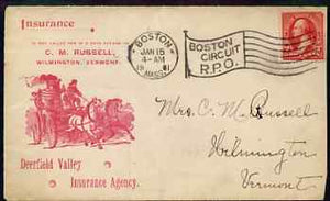 United States 1901 illustrated (horse-drawn fire engine) cover to Vermont bearing 2c stamp (slightly damaged top right corner)