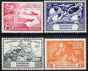 Northern Rhodesia 1949 KG6 75th Anniversary of Universal Postal Union set of 4 mounted mint, SG 50-53