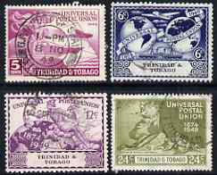 Trinidad & Tobago 1949 KG6 75th Anniversary of Universal Postal Union set of 4 cds used, SG 261-4