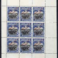 Mozambique Company 1918-24 Cattle Breeding 50c perf 12.5 printer's sample in black & blue (instead of black & orange) in complete sheetlet of 9 (from specially made plates) each with security punch hole and overprinted Waterlow & ……Details Below