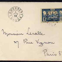 Gabon 1935 commercial cover to Paris bearing 50c view tied Lambarene