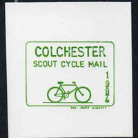 Cinderella - Great Britain 1994 Colchester Scout Cycle Mail imperf proof of label in green on thin card