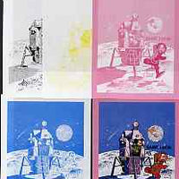 St Lucia 1980 Disney - Tenth Anniversary of Moon Landing m/sheet, the set of 5 imperf progressive proofs comprising the 4 individual colours plus the completed all 4-colour composite, unmounted mint, SG MS 533