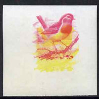 Calf of Man 1973 Birds - Robin 10m imperf proof in magenta & yellow only, the two colours out of register, on gummed paper, unmounted mint as Rosen CA257