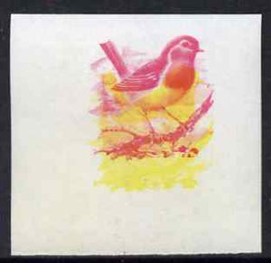 Calf of Man 1973 Birds - Robin 10m imperf proof in magenta & yellow only, the two colours out of register, on gummed paper, unmounted mint as Rosen CA257