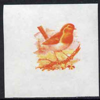 Calf of Man 1973 Birds - Robin 10m imperf proof in magenta & yellow only on gummed paper, unmounted mint as Rosen CA257