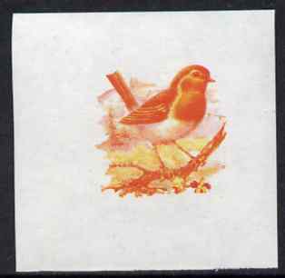 Calf of Man 1973 Birds - Robin 10m imperf proof in magenta & yellow only on gummed paper, unmounted mint as Rosen CA257