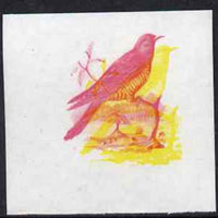 Calf of Man 1973 Birds - Cuckoo 12m imperf proof in magenta & yellow only, the two colours out of register, on gummed paper, unmounted mint as Rosen CA258