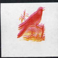 Calf of Man 1973 Birds - Cuckoo 12m imperf proof in magenta & yellow only, the magenta being doubled, on gummed paper, unmounted mint as Rosen CA258