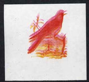 Calf of Man 1973 Birds - Cuckoo 12m imperf proof in magenta & yellow only, the magenta being doubled, on gummed paper, unmounted mint as Rosen CA258