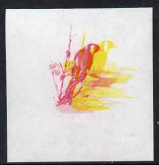 Calf of Man 1973 Birds - Goldfinch 45m imperf proof in magenta & yellow only, the two colours out of register, on gummed paper, unmounted mint as Rosen CA265