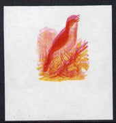 Calf of Man 1973 Birds - Nightingale 50m imperf proof in magenta & yellow only, the magenta being doubled, on gummed paper, unmounted mint as Rosen CA266